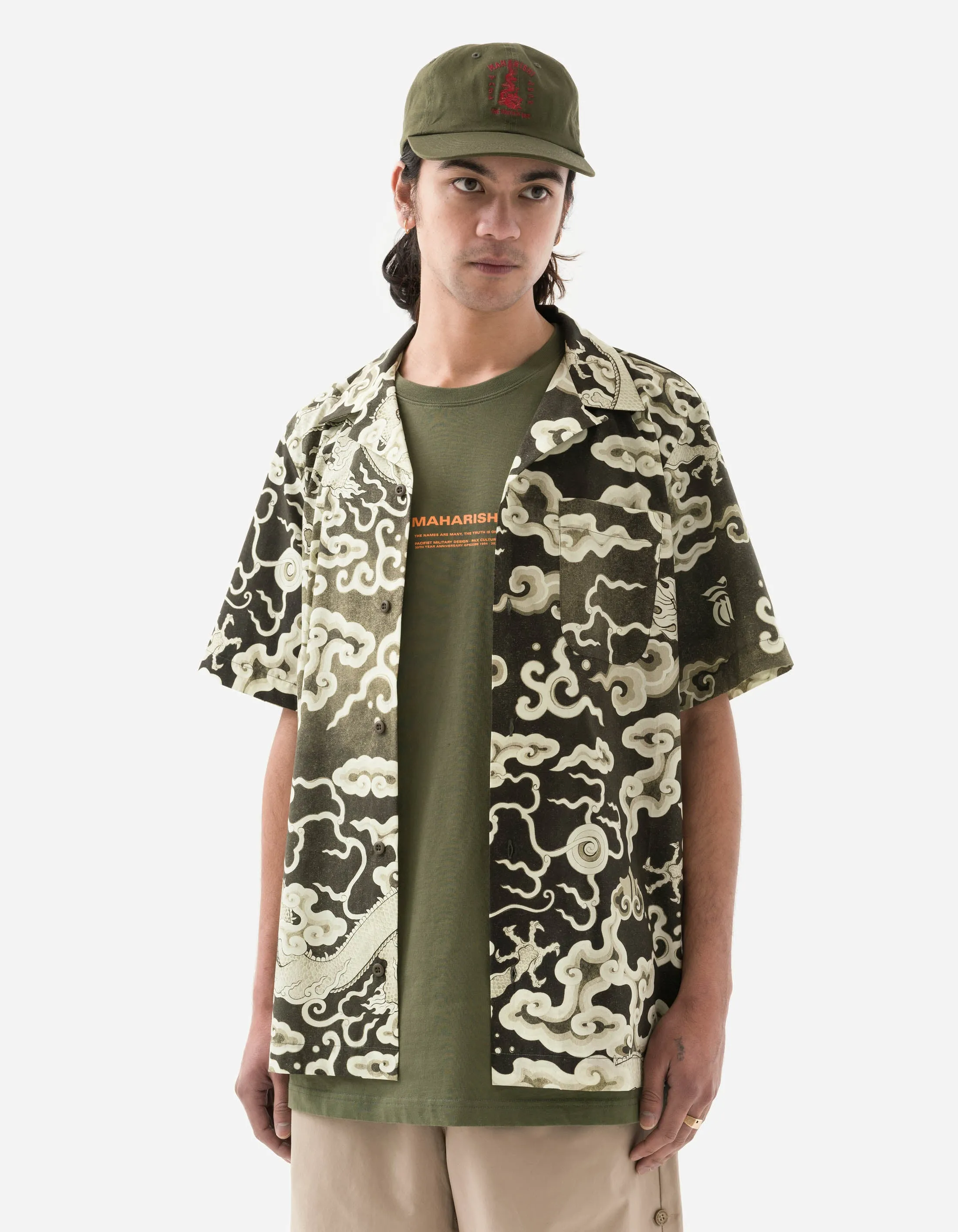 1282 Cloud Dragon Camp Collar Shirt Olive