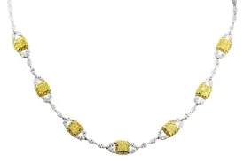 18k White Yellow Gold Elegant Yellow Diamond Necklace