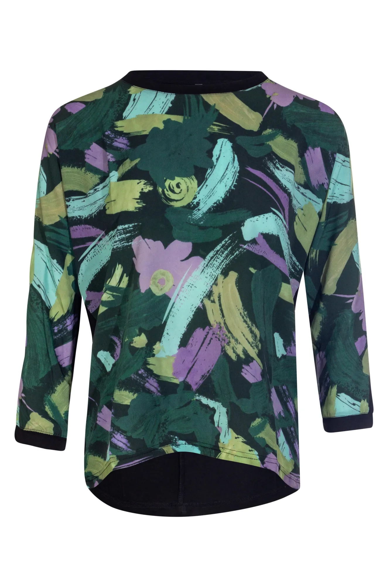 3/4 sleeve Digital Print Top | Lilac Green Brushstroke | 3593ZZ