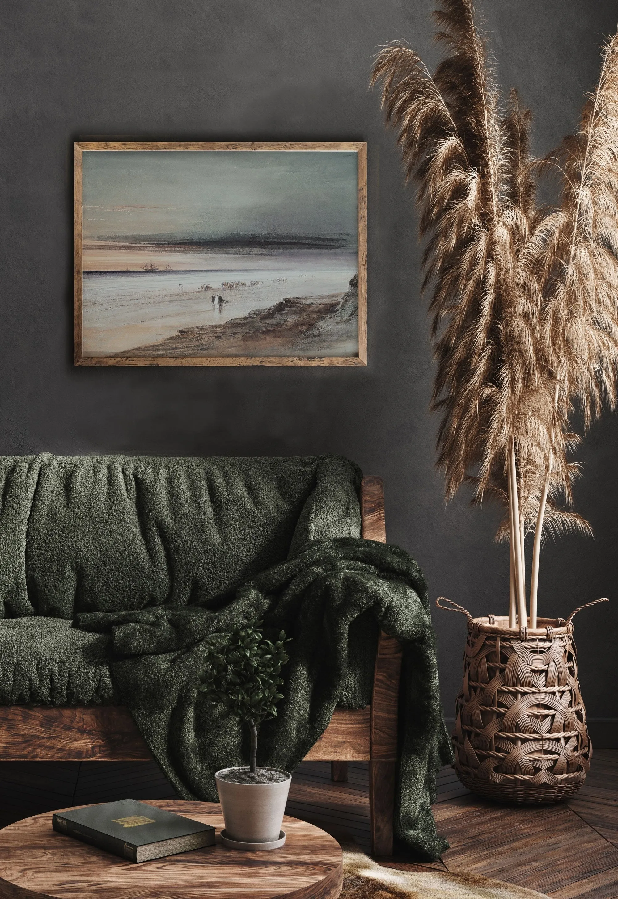 A Dark Beach Vintage Coastal Wall Art