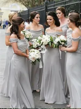 A-line Spaghetti Strap Sweep Train Chiffon Simple Bridesmaid Dresses ASD2474