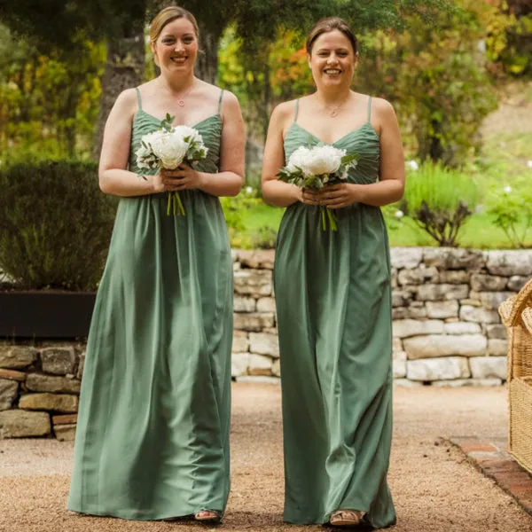 A-Line V-Neck Chiffon Floor Length Bridesmaid Dresses, TYP0854