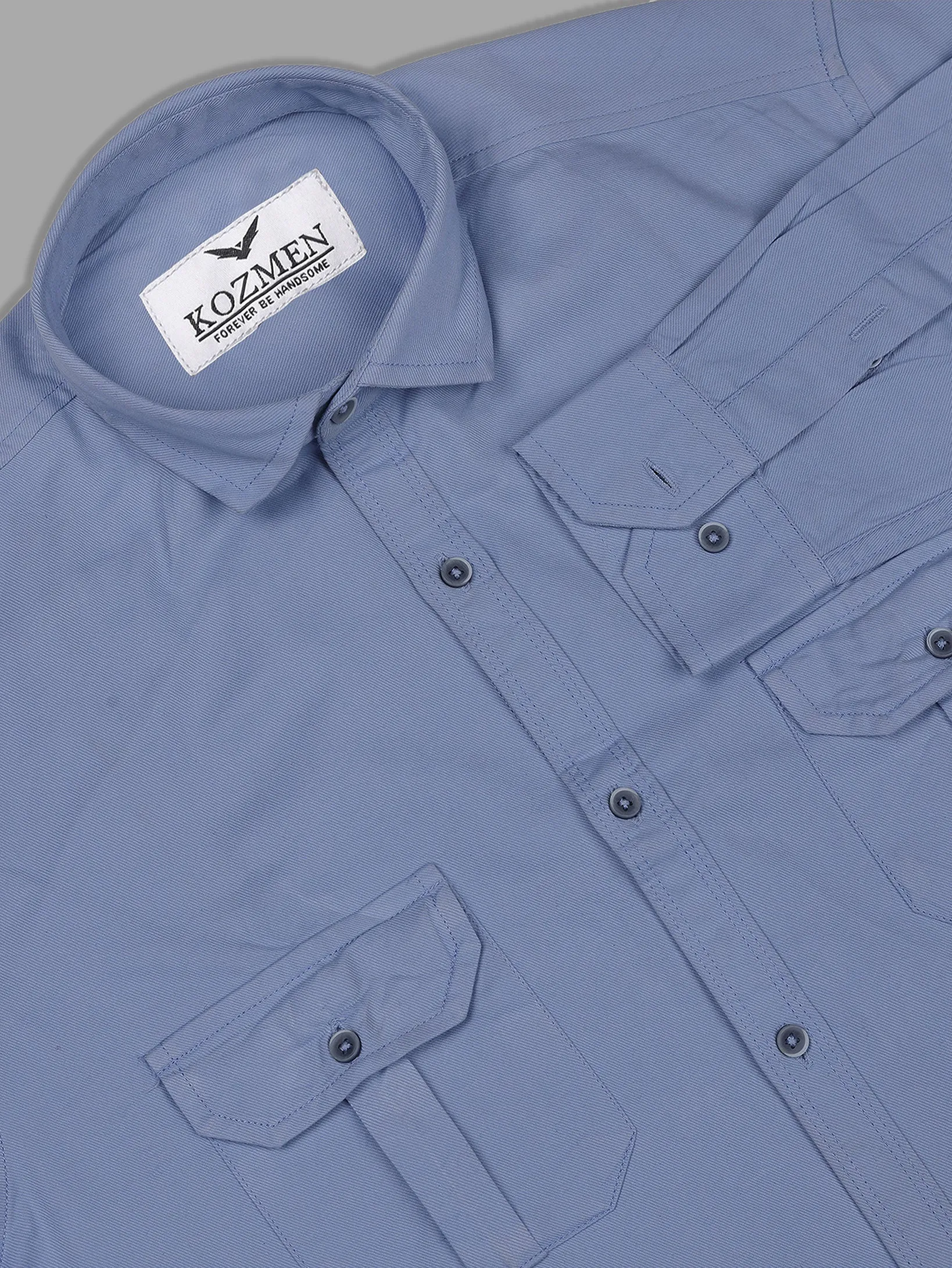 Aero Blue Super Soft Double Pocket Premium Cotton Shirt