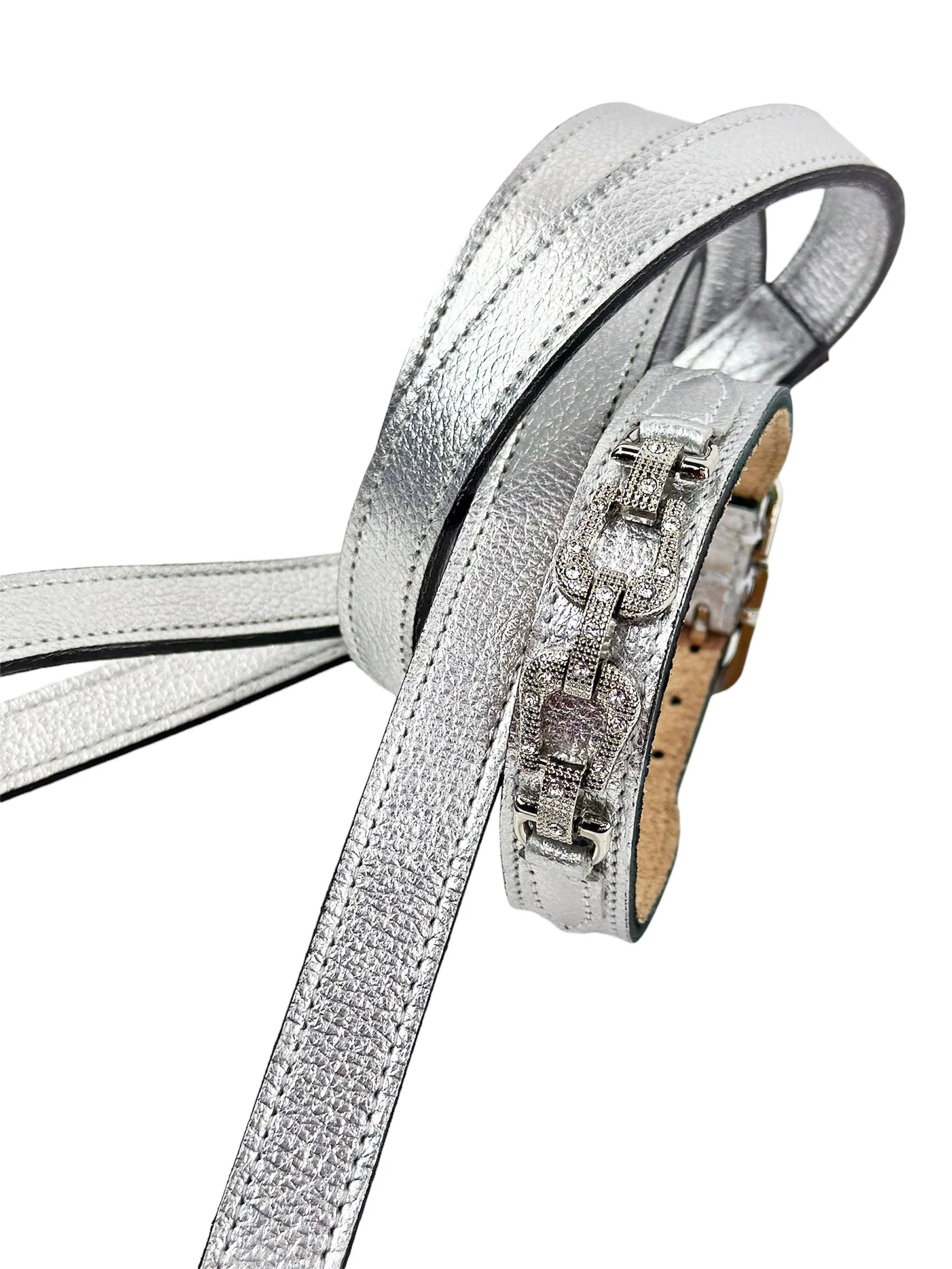 After Eight Dog Leash in Metallic Silver