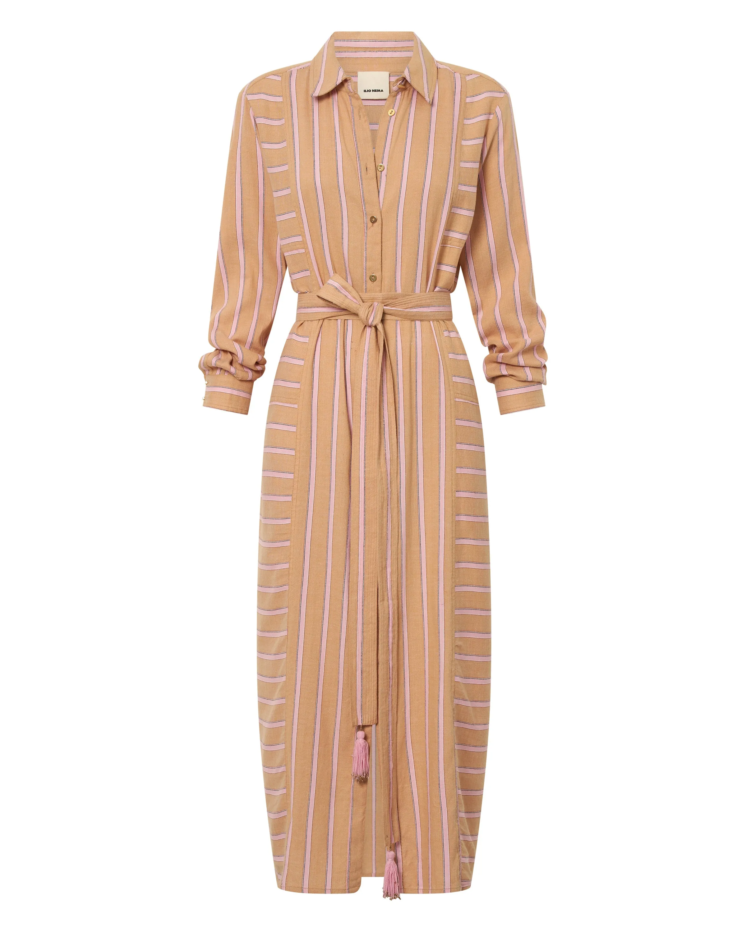 Ajax Camel Stripe Shirtdress