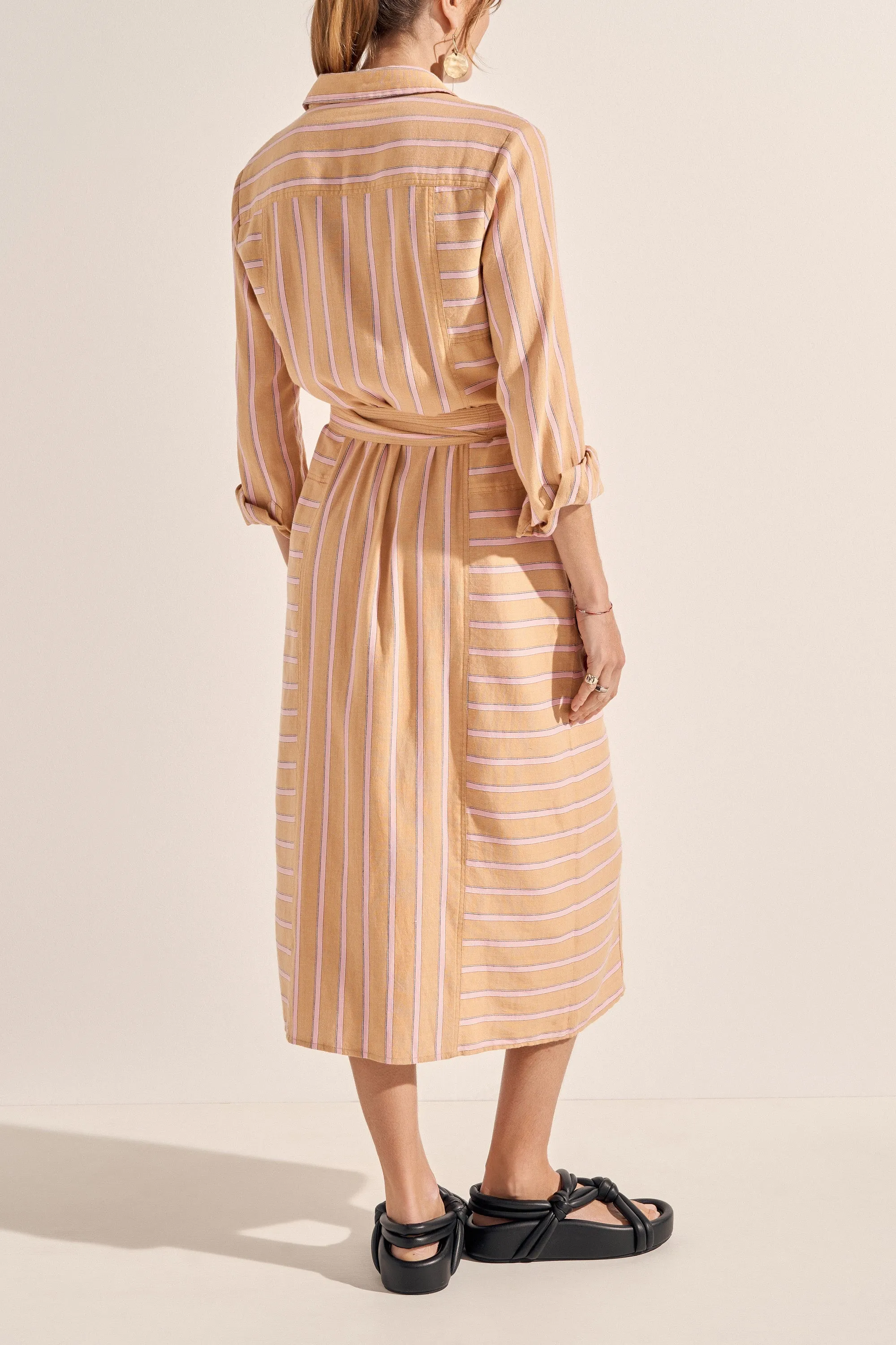 Ajax Camel Stripe Shirtdress