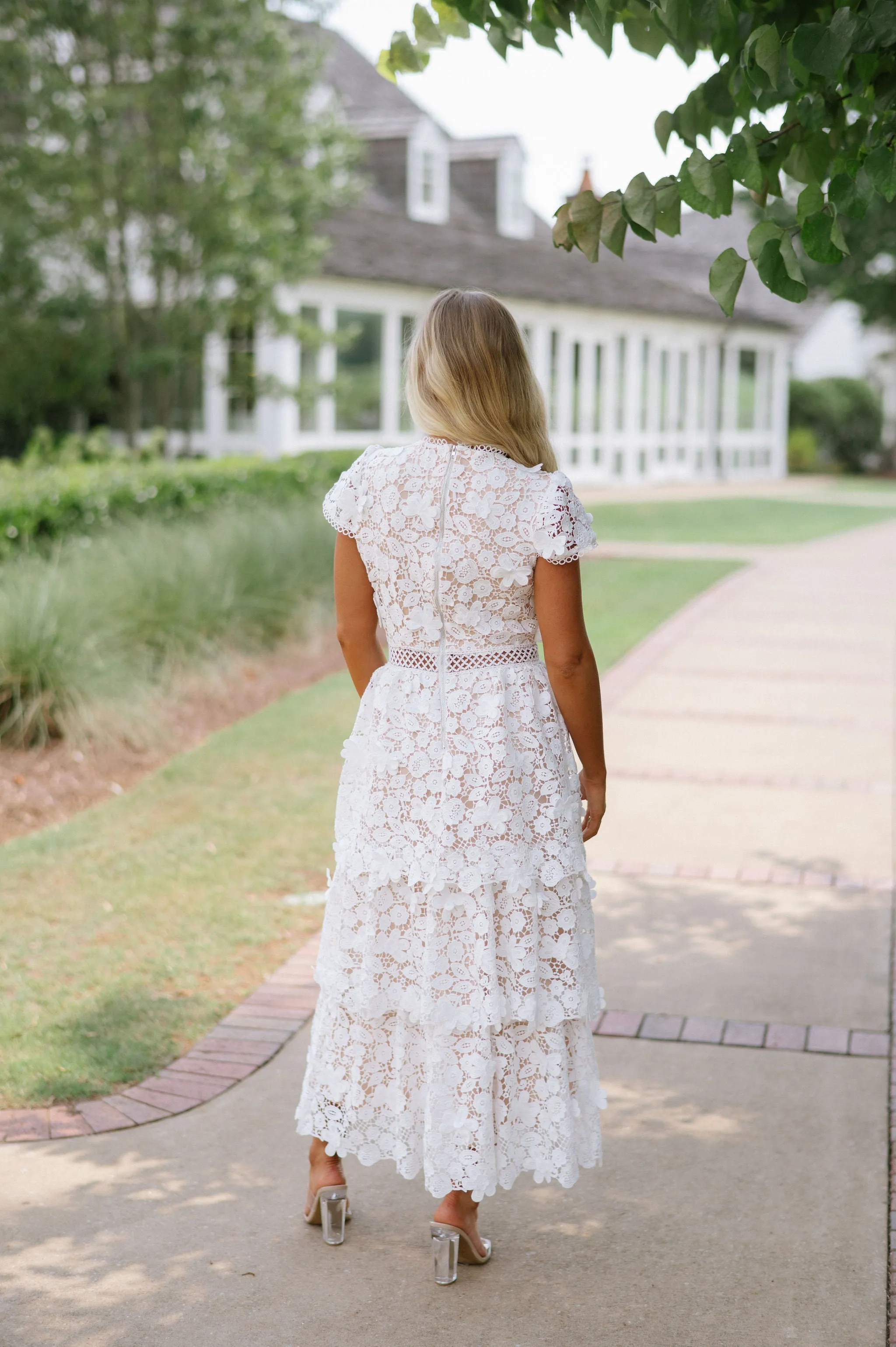 Alberta Floral Midi Dress- White