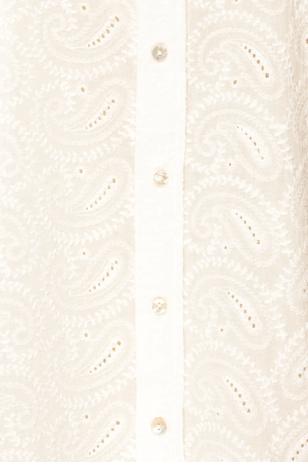 Aldbourne | White Long Sleeve Shirt w/ Embroidery