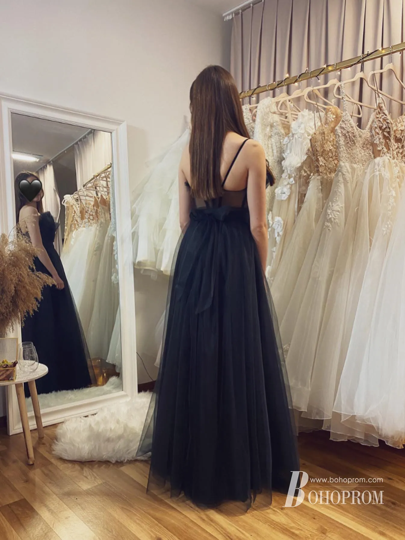 Amazing Tulle One-shoulder A-line Floor Length Prom Dresses PD657