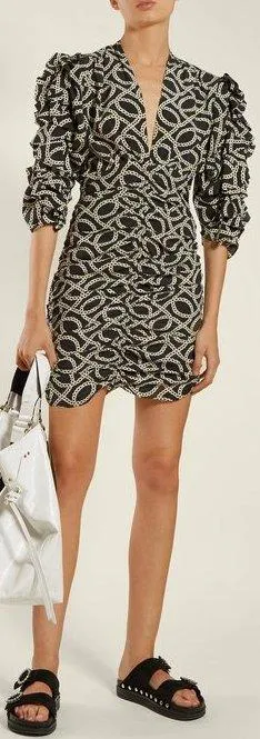 'Andor' Cog-Print Crepe Mini Dress