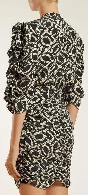 'Andor' Cog-Print Crepe Mini Dress