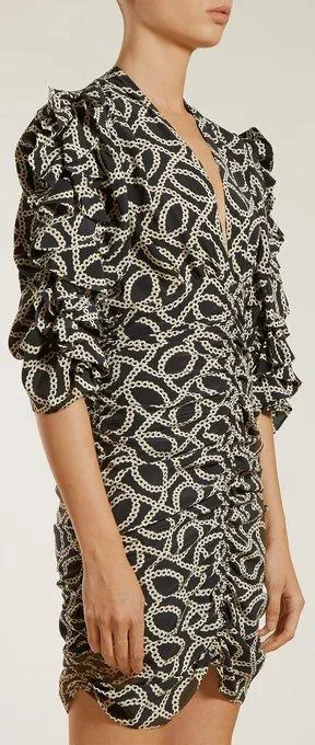 'Andor' Cog-Print Crepe Mini Dress