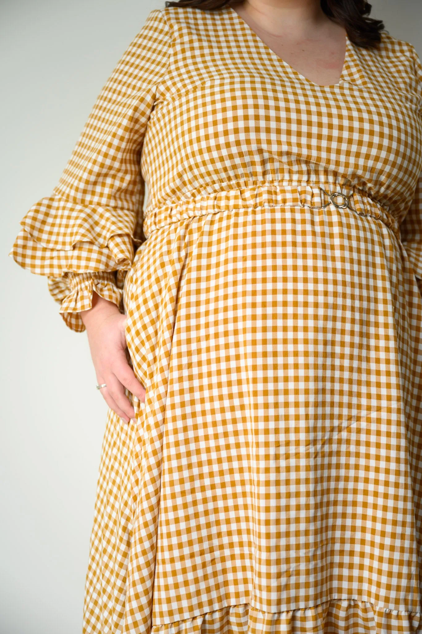 Aubrey Dress - Beige gingham