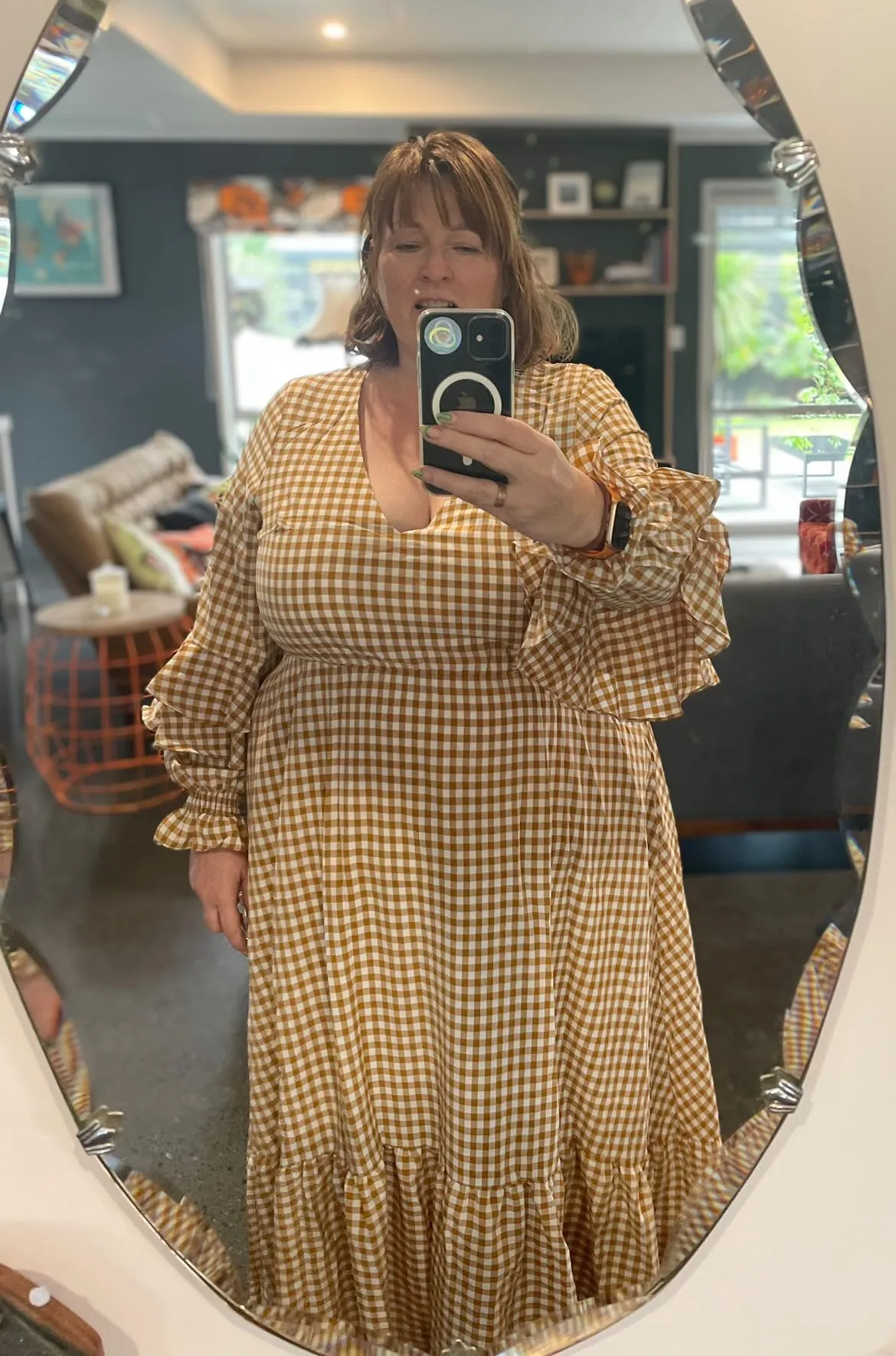 Aubrey Dress - Beige gingham