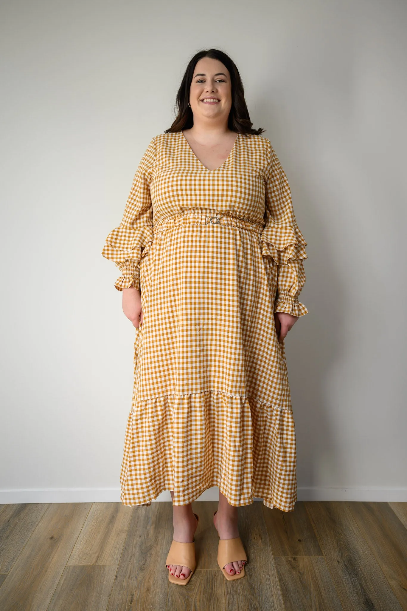 Aubrey Dress - Beige gingham