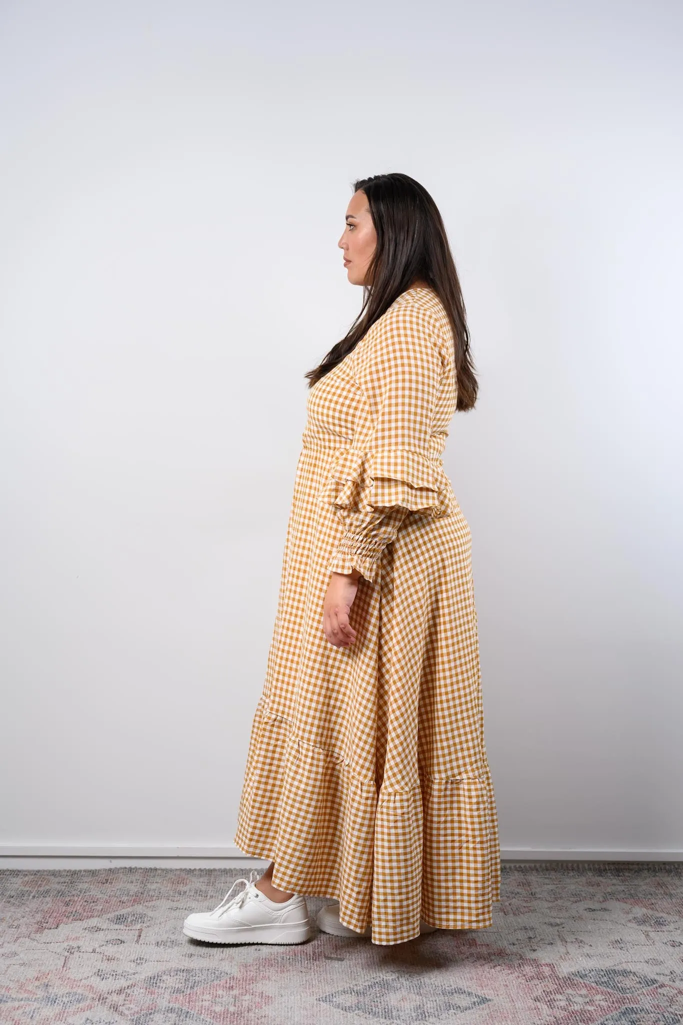 Aubrey Dress - Beige gingham