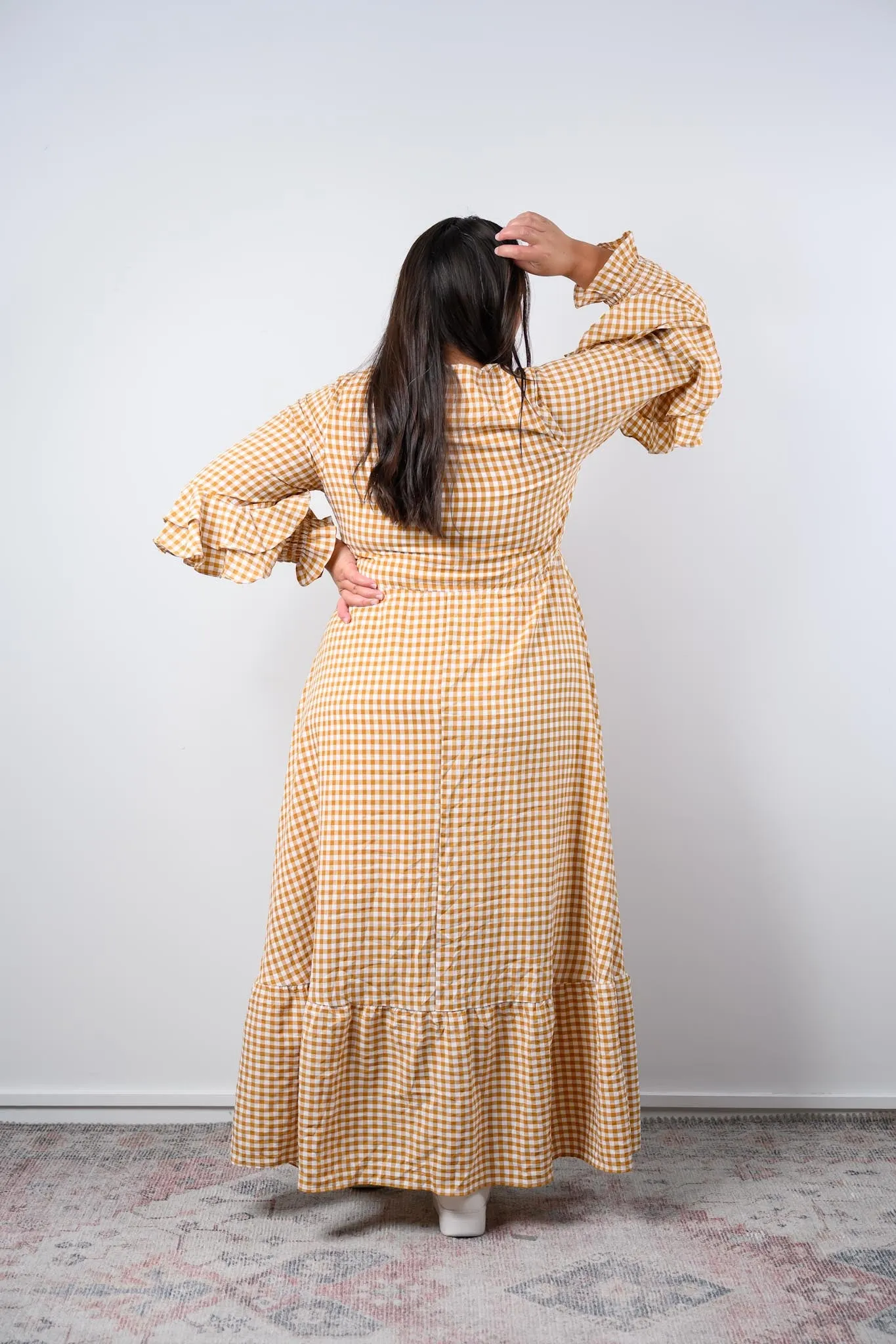 Aubrey Dress - Beige gingham