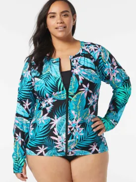 BEACH HOUSE DEL RAY BOTANICAL LONG SLEEVE ZIP FRONT RASHGUARD