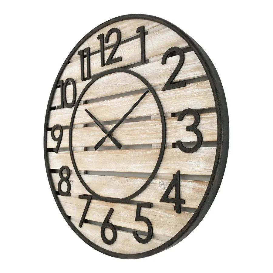 Beach House Wood Panelled Wall Clock XXL