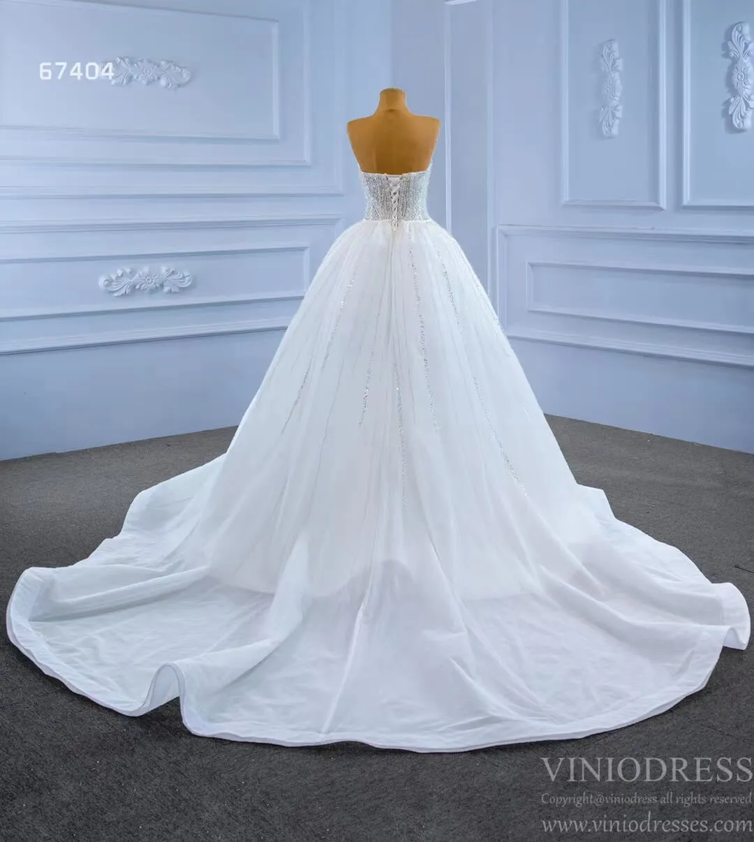 Beaded Sheath Wedding Dress with Removable Overskirt 67404 Viniodress