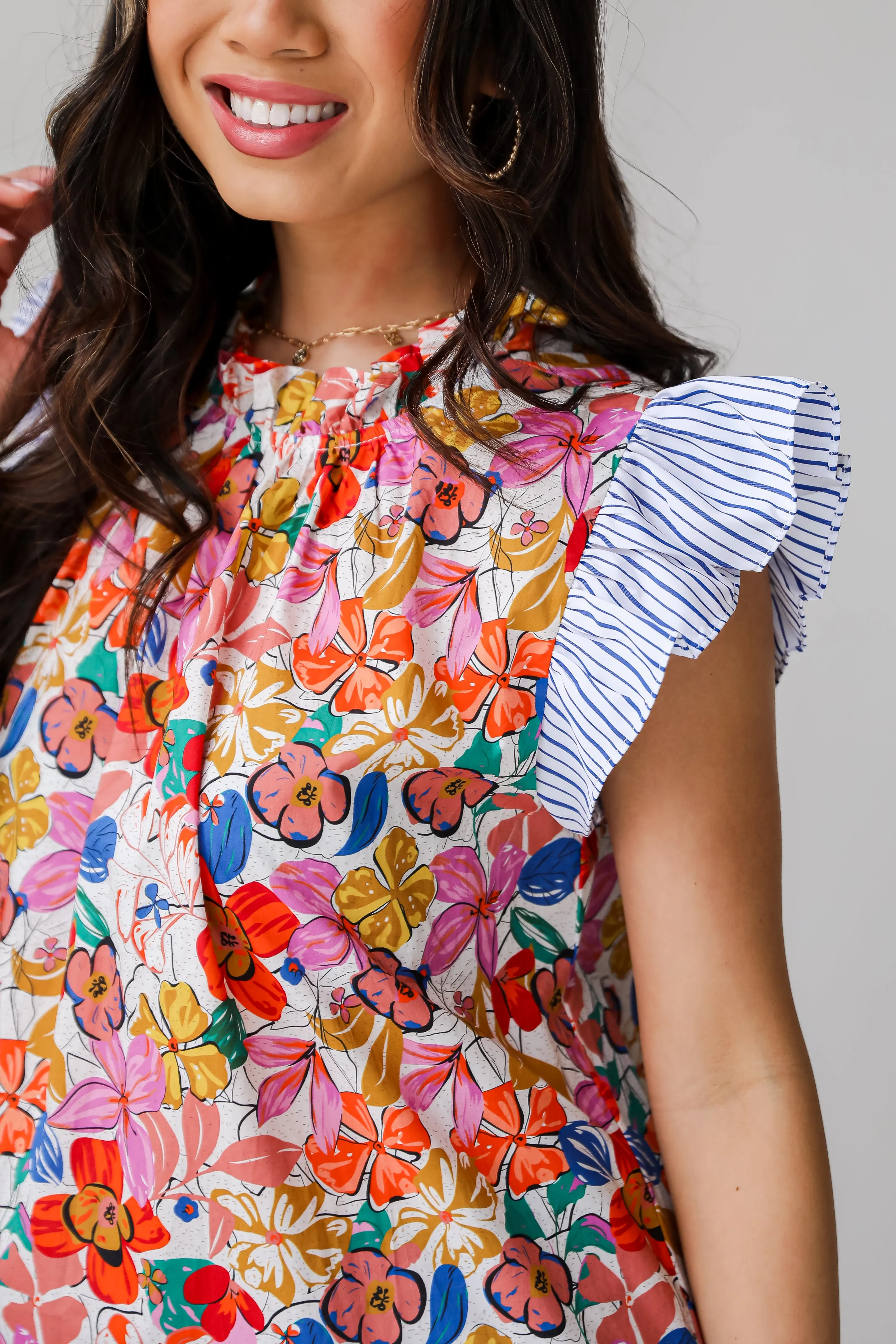 Beautifully Beloved Ivory Floral Blouse