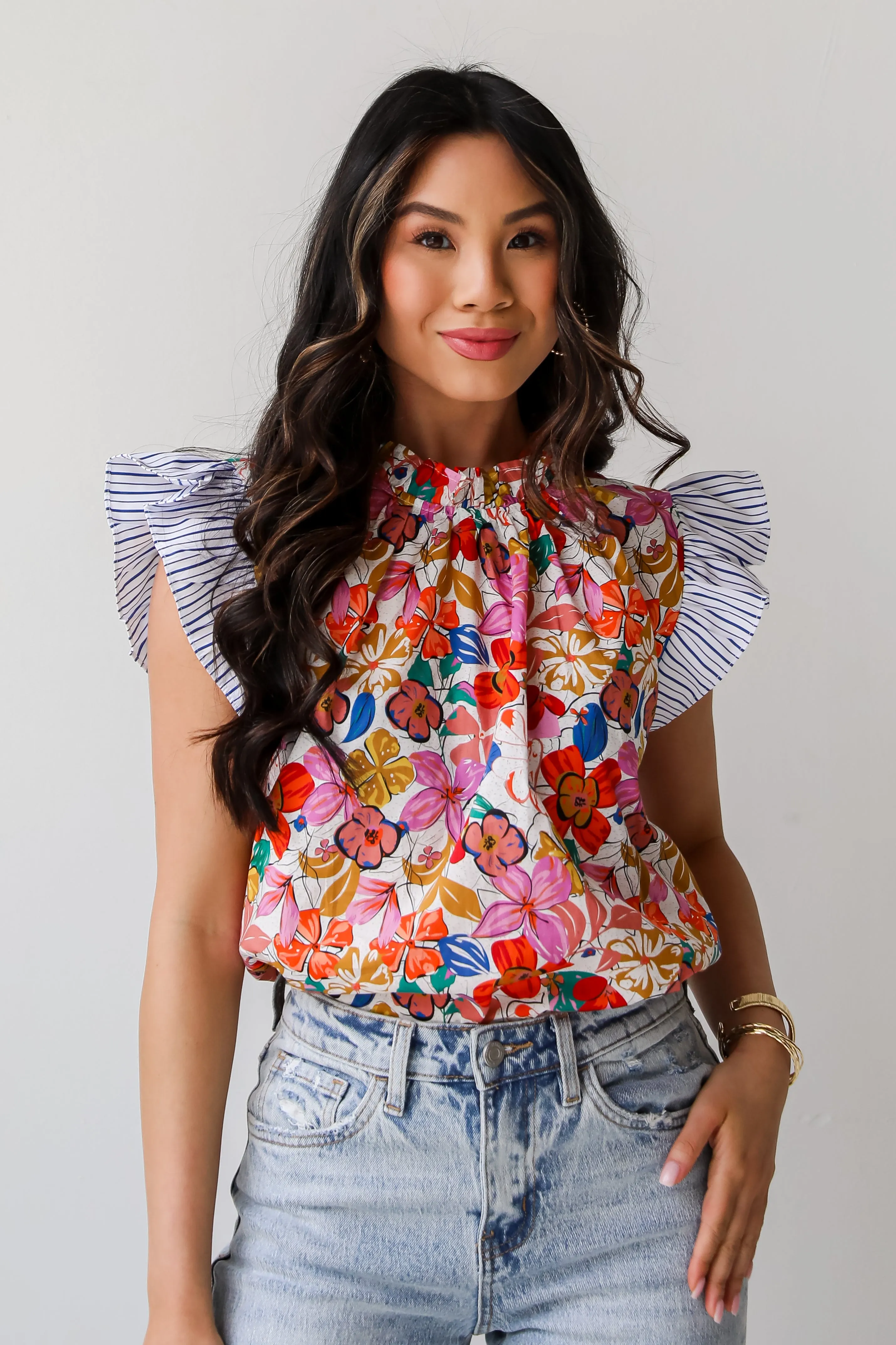 Beautifully Beloved Ivory Floral Blouse