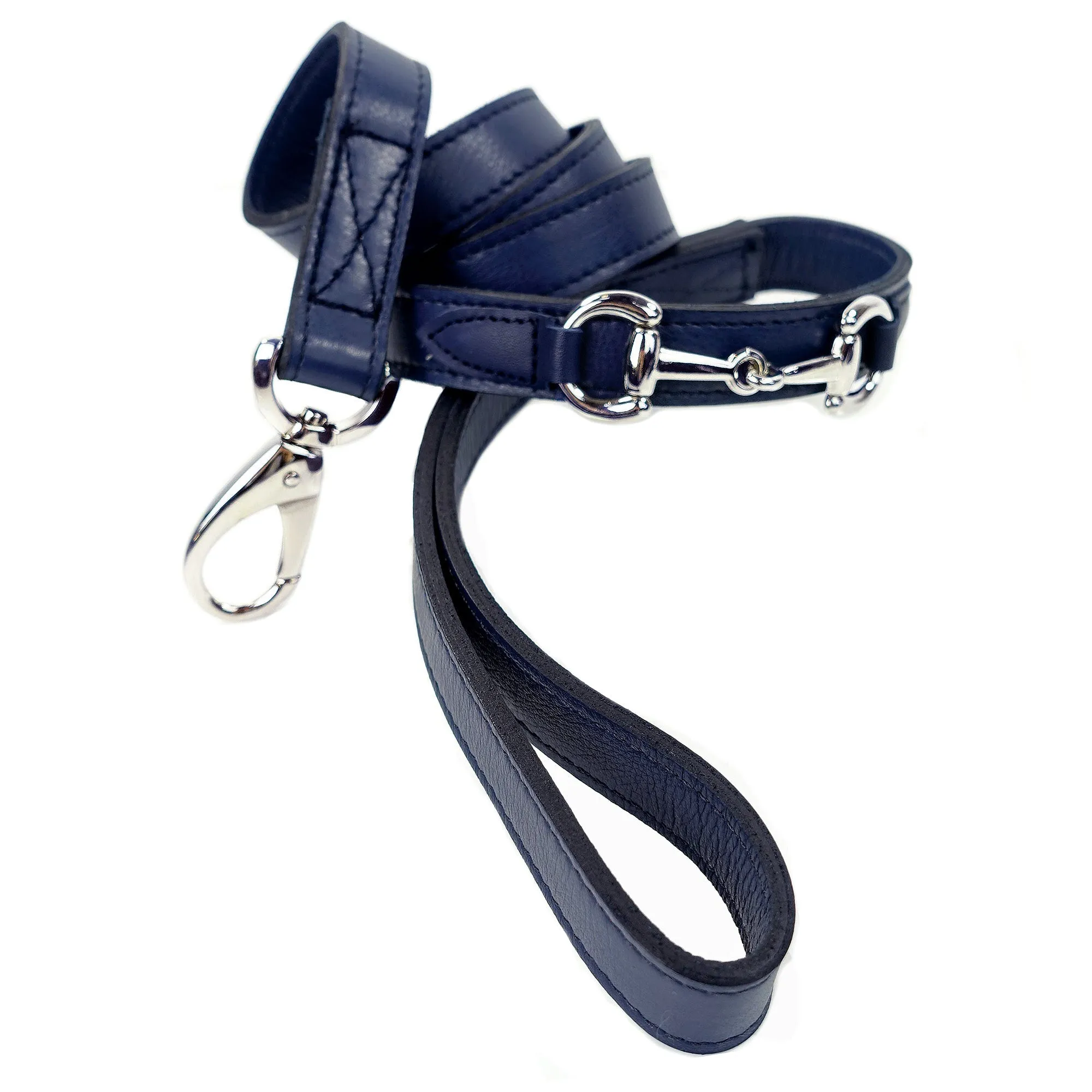 Belmont Dog Leash in French Navy & Nickel