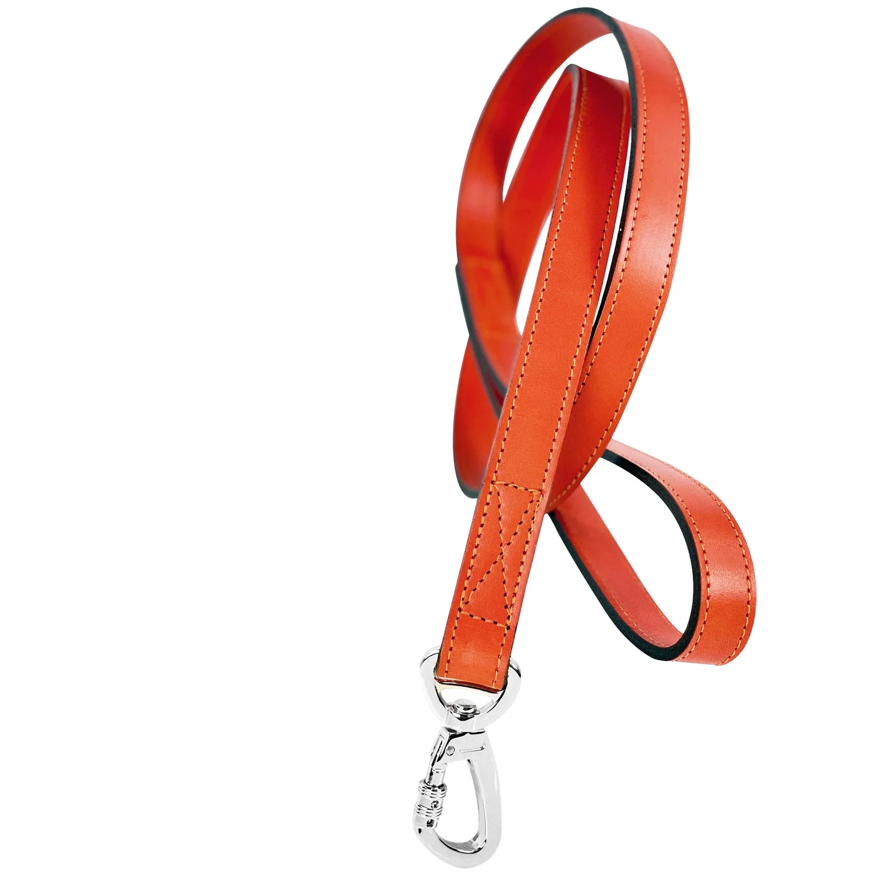 Belmont Dog Leash in Tangerine & Nickel