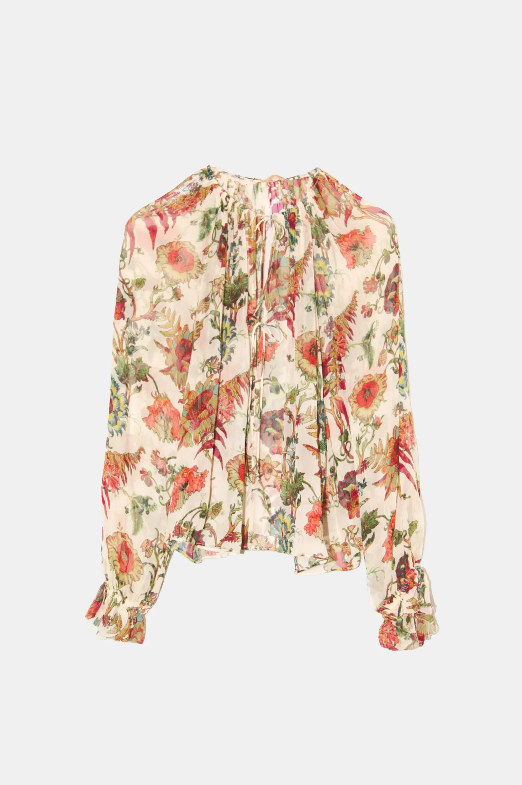 Bernadette Silk Blouse in Cream Freesia