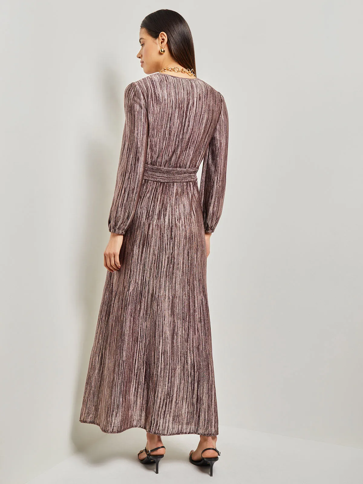 Bishop Sleeve Jacquard Knit Maxi Dress