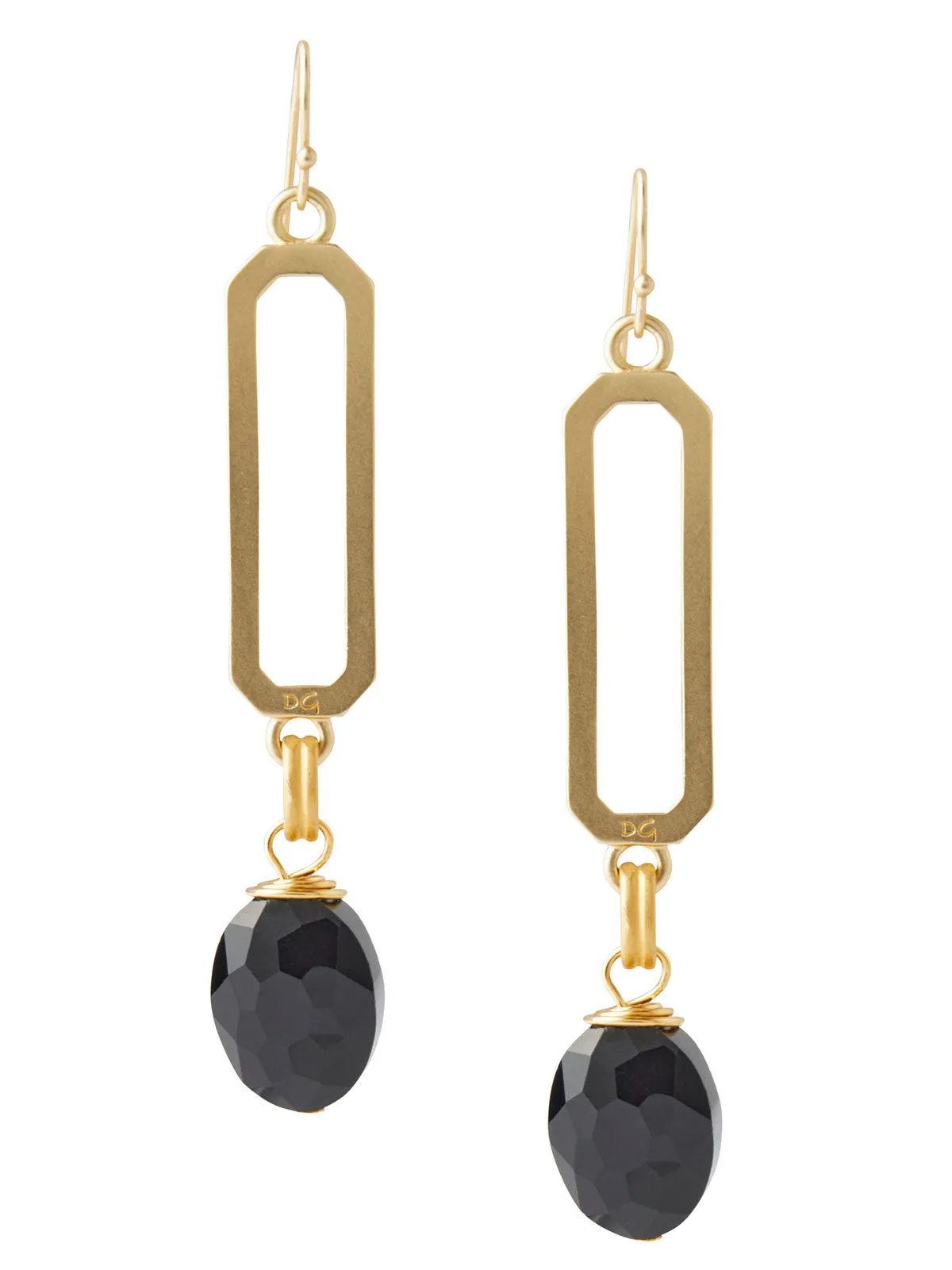 Black Crystal Drop Pierced Earrings