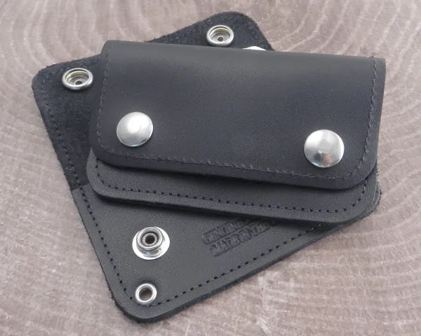 Black Leather Biker Wallet Card Case