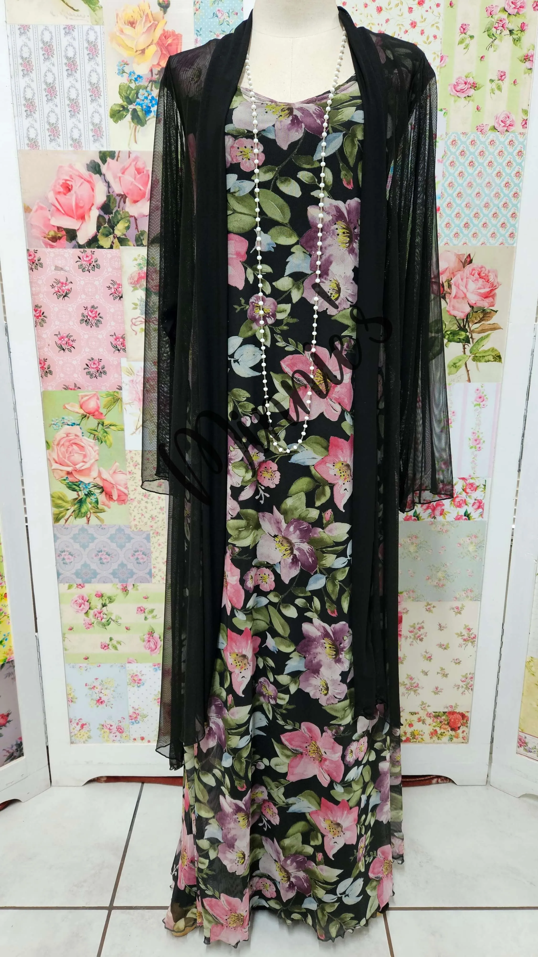 Black Printed Over Dress SH0130