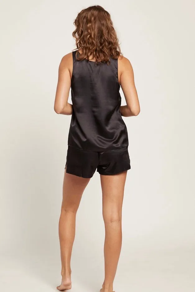 Black Washable Silk Sleep Shorts