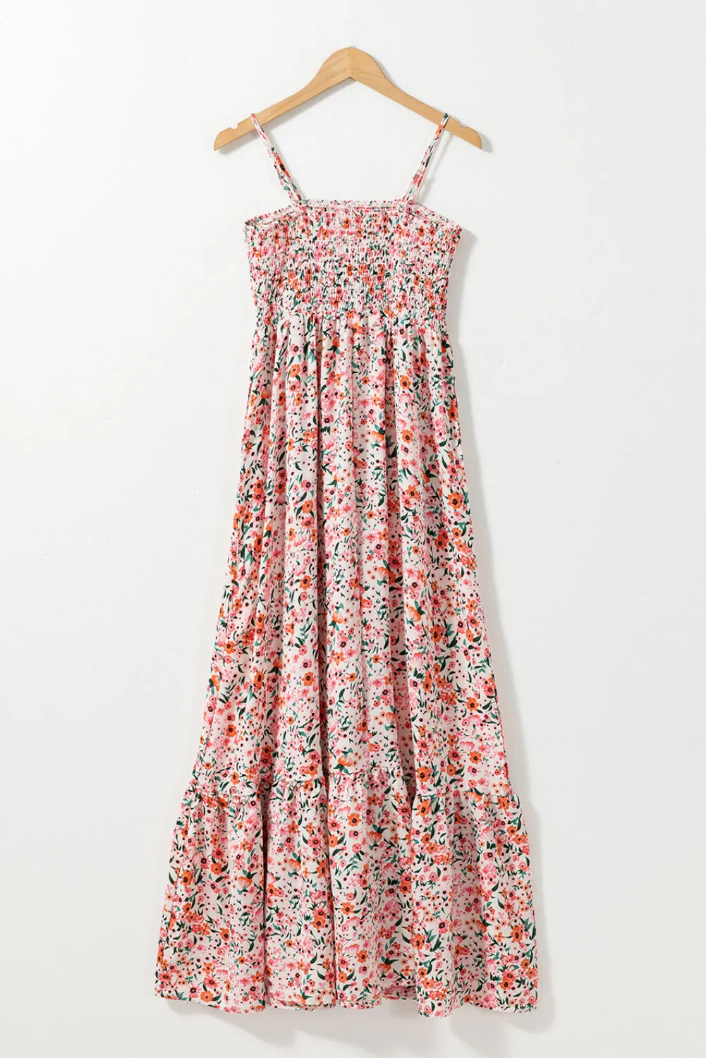 Boho Floral Smocked Ruffled Maxi Dress