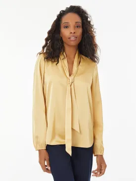 Bow Neck Textured Charmeuse Blouse