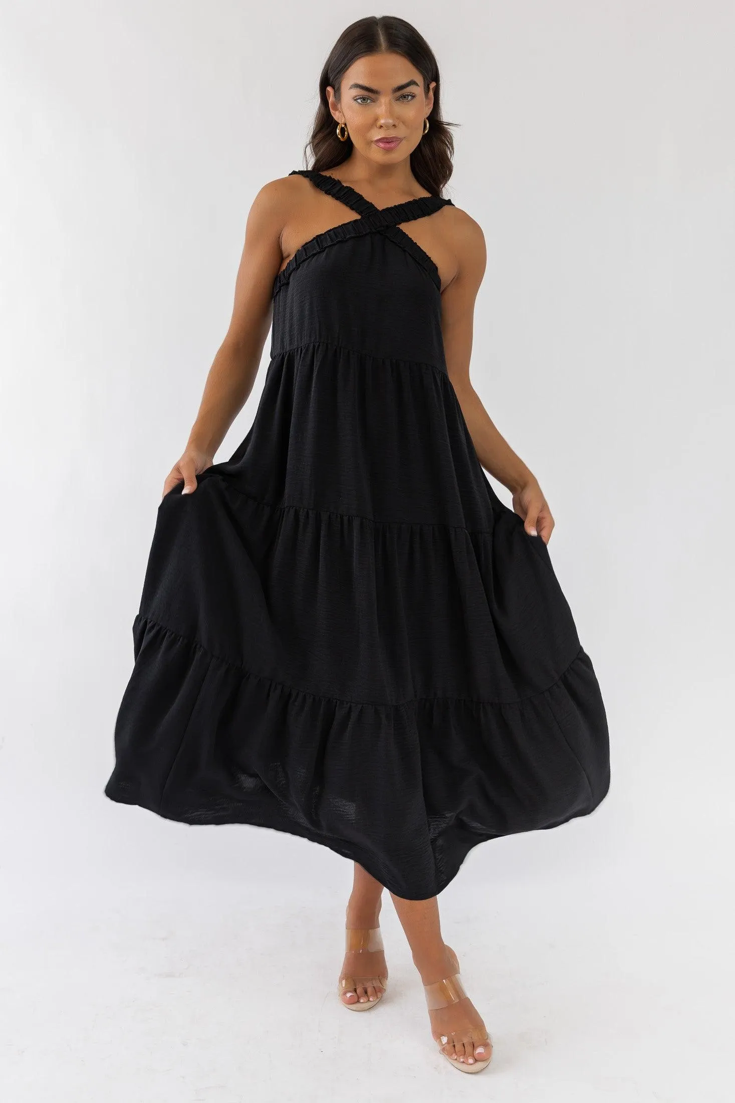 Brenna Black Halter Maxi Dress