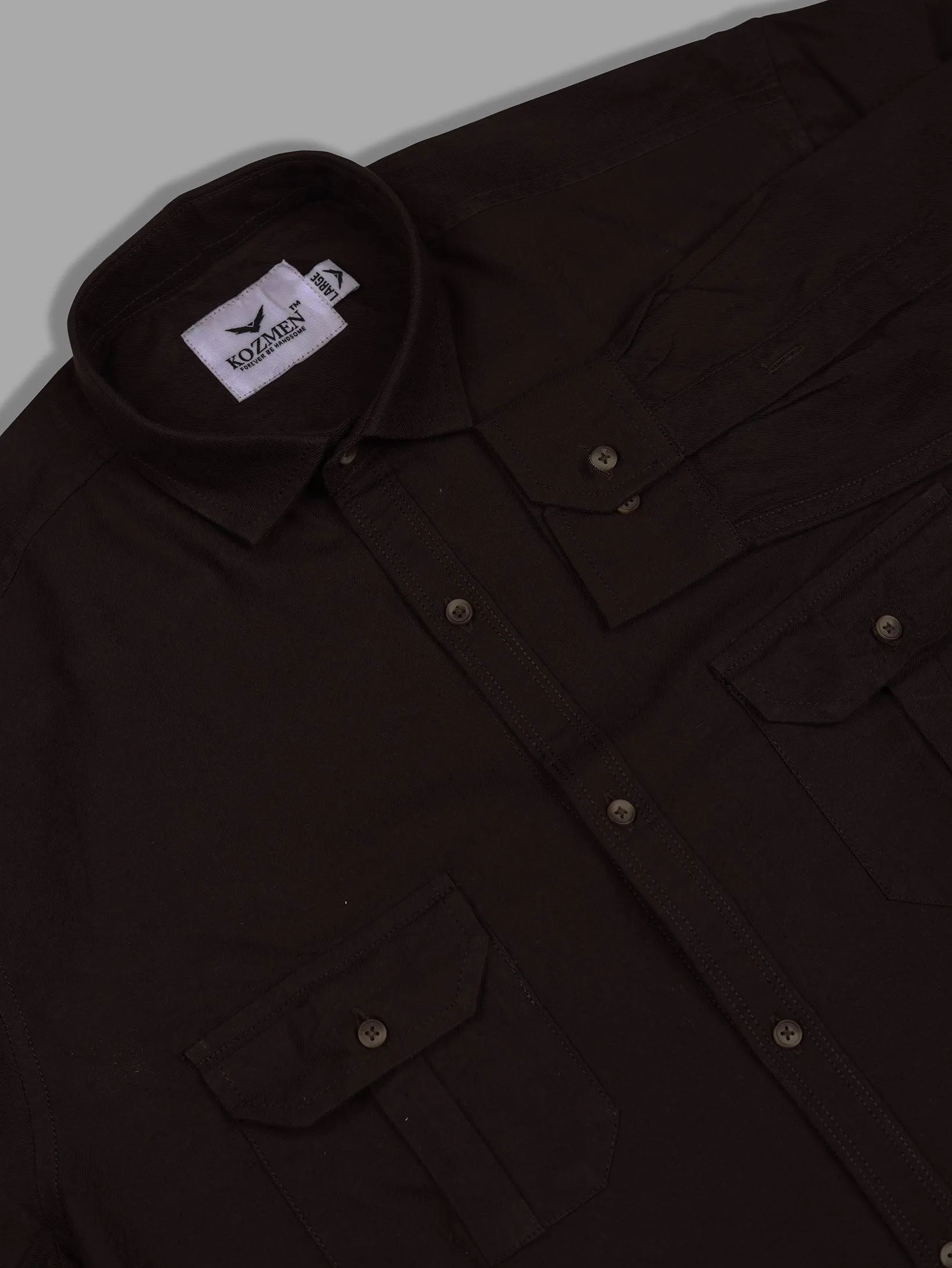 Brown Super Soft Double Pocket Premium Cotton Shirt