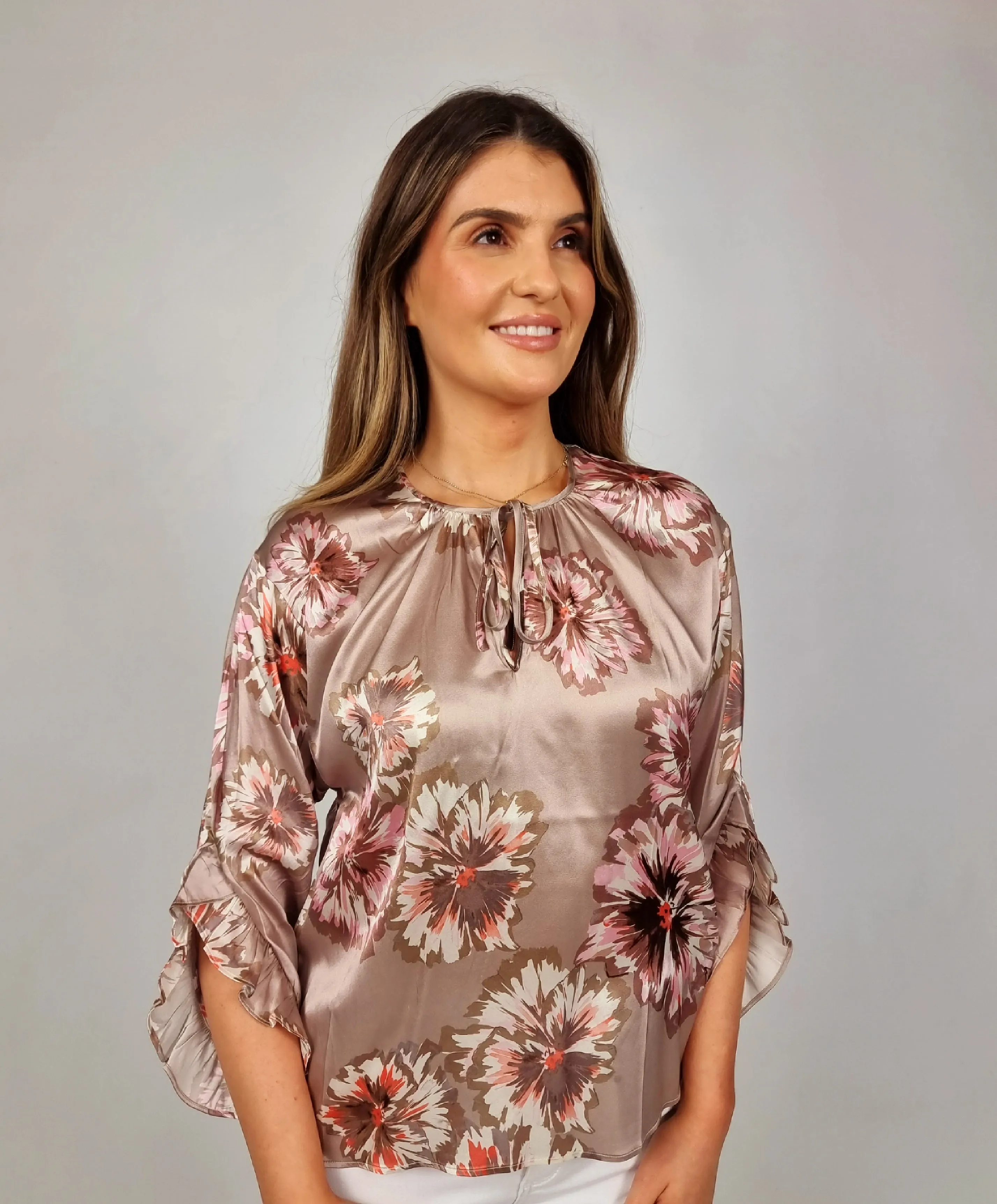 Charlotte Sparre Lively Taupe Frill Cuff Blouse