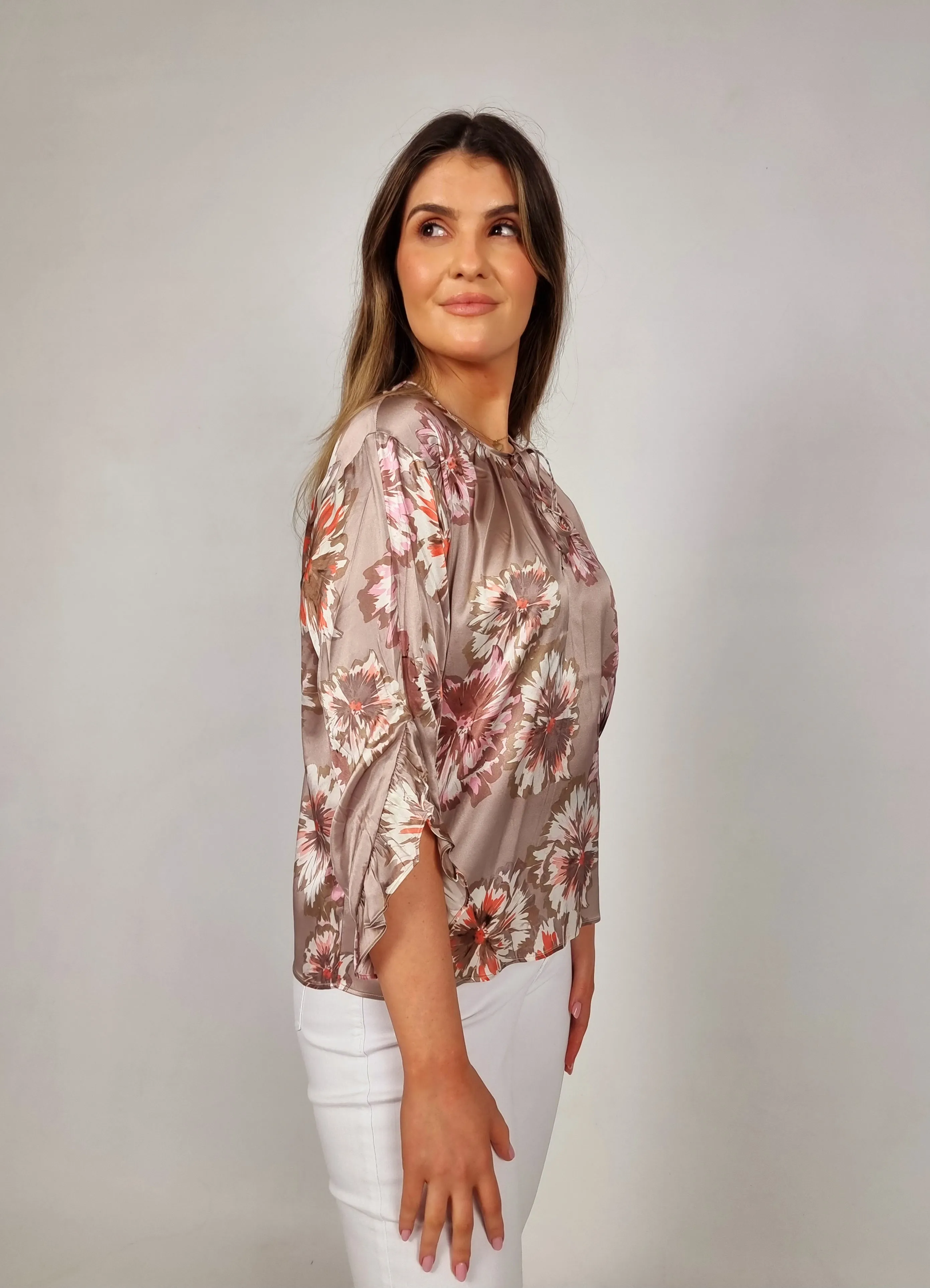 Charlotte Sparre Lively Taupe Frill Cuff Blouse