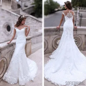 Charming Off Shoulder Sexy Mermaid White Lace Bridal Gown, Wedding Dresses, WD0058