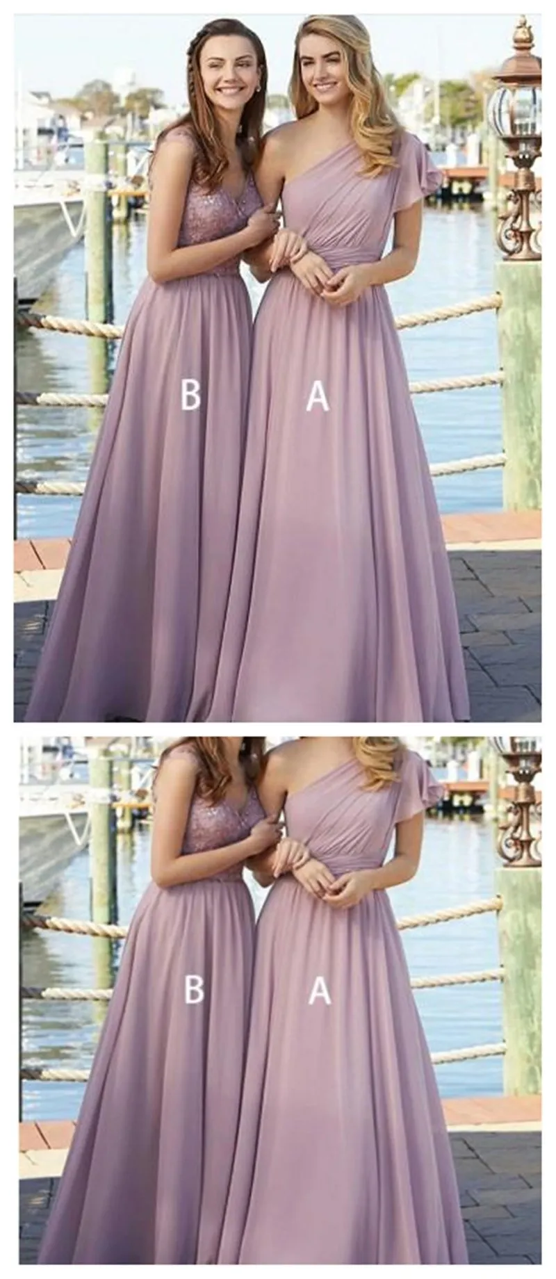 Chiffon Mismatched Long Cheap Bridesmaid Dresses Online, WGY0238