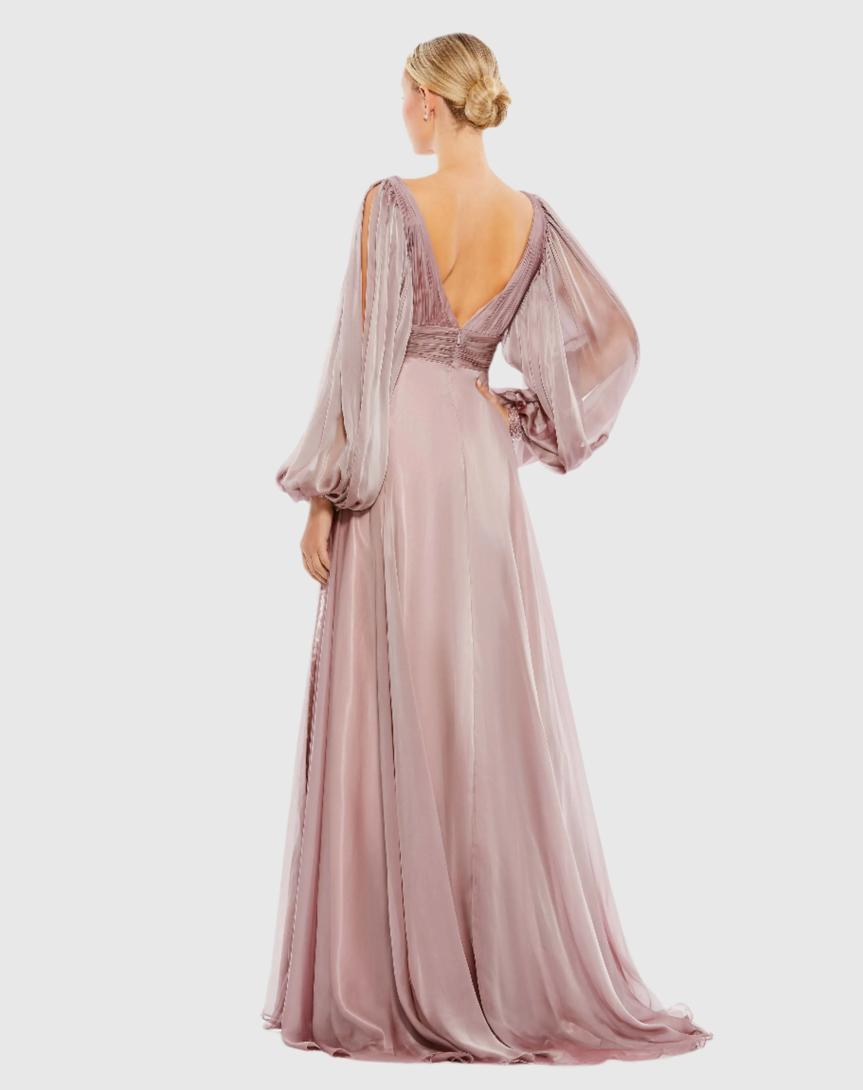 Chiffon Open Sleeve A Line Gown