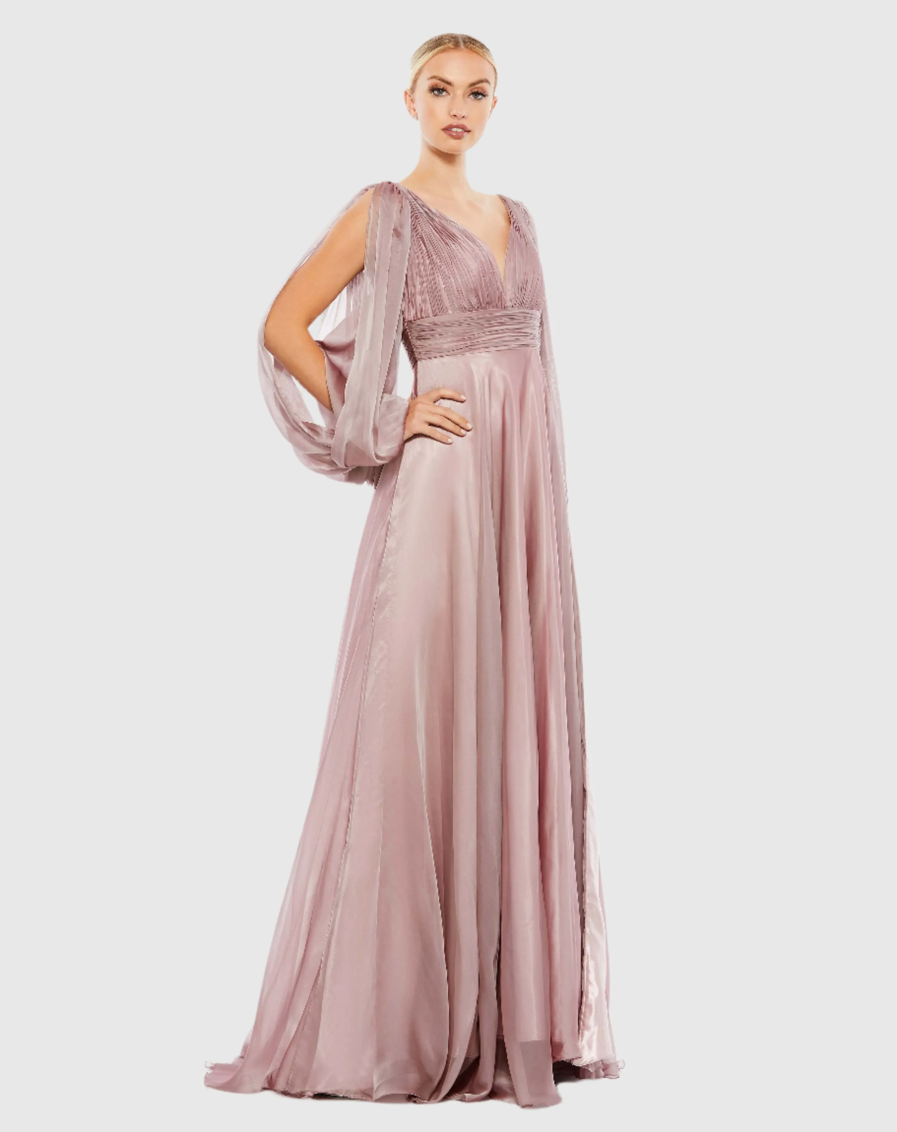 Chiffon Open Sleeve A Line Gown