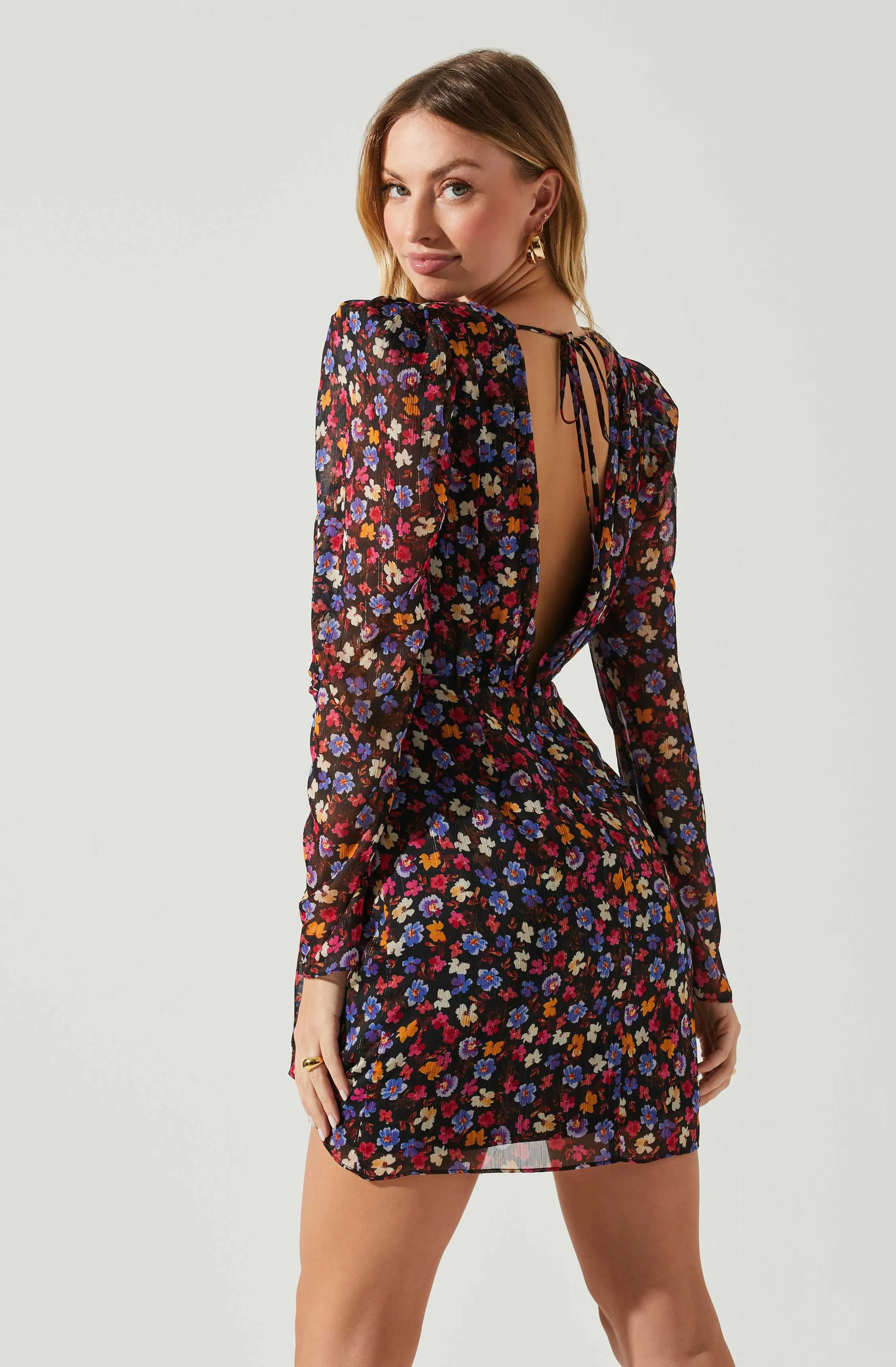 Cindy Floral Long Sleeve Mini Dress