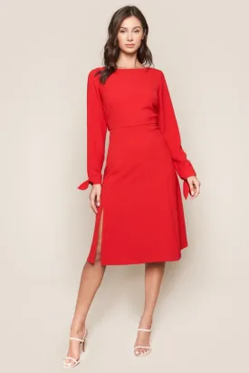 Classic Red Open Back Midi Dress