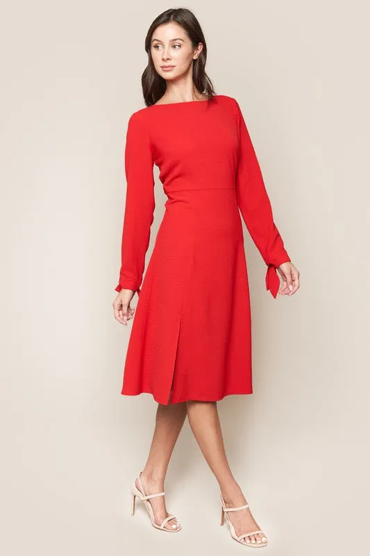 Classic Red Open Back Midi Dress