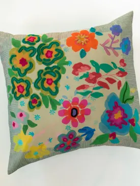 Cotton Tufted Embroidered Euro Sham - Floral Garden