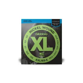 D'Addario EXL165-5 Regular Light Top/ Med Bottom Nickel Wound 5-string Long Scale Bass Guitar Strings - .045-.135