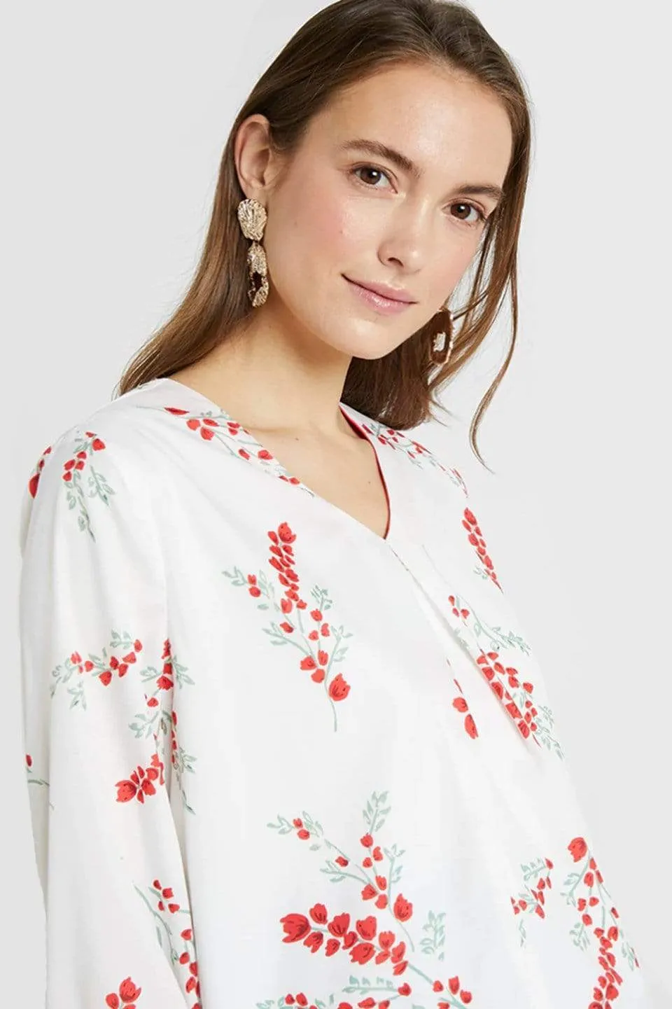 Deane Nursing Top White Floral